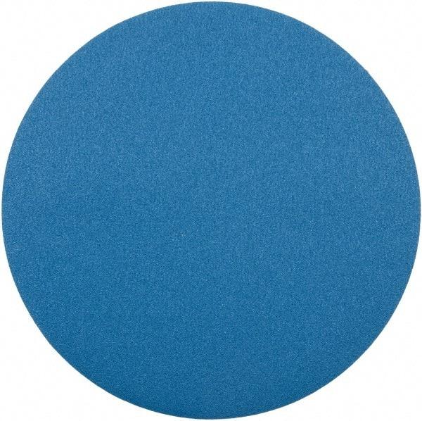 Superior Abrasives - 30" Diam, 40 Grit Zirconia Alumina Adhesive PSA Disc - Coarse Grade, Blue, Cloth Backing, Flexible - Benchmark Tooling