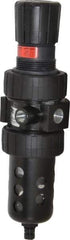 Parker - 3/8" NPT Port Intermediate 1 Piece Filter/Regulator FRL Unit - Polycarbonate Bowl, 55 SCFM, 150 Max psi, 10.38" High, Manual Drain - Benchmark Tooling