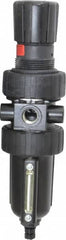 Parker - 3/8" NPT Port Intermediate 1 Piece Filter/Regulator FRL Unit - Metal Bowl, 55 SCFM, 250 Max psi, 10.38" High, Manual Drain - Benchmark Tooling