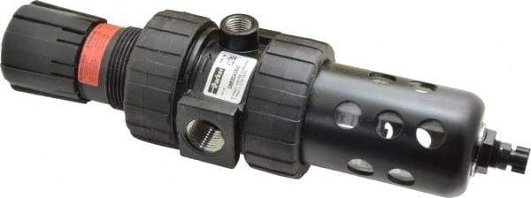 Parker - 1/2" NPT Port Intermediate 1 Piece Filter/Regulator FRL Unit - Polycarbonate Bowl, 61 SCFM, 150 Max psi, 10.38" High, Manual Drain - Benchmark Tooling