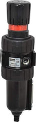 Parker - 1/2" NPT Port Intermediate 1 Piece Filter/Regulator FRL Unit - Metal Bowl, 61 SCFM, 250 Max psi, 10.38" High, Manual Drain - Benchmark Tooling