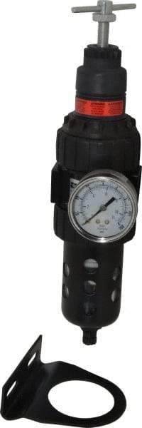 Parker - 3/8" NPT Port Intermediate 1 Piece Filter/Regulator FRL Unit - Polycarbonate Bowl, 55 SCFM, 150 Max psi, 10.38" High, Manual Drain - Benchmark Tooling