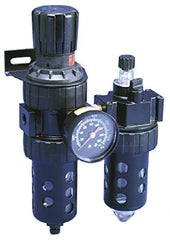 Parker - 1/2" NPT Port Standard 2 Piece Filter/Regulator-Lubricator FRL Unit - Polycarbonate Bowl, 90 SCFM, 150 Max psi, 11.76" High, Manual Drain - Benchmark Tooling