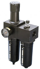 Parker - 1" NPT Port Heavy Duty 2 Piece Filter/Regulator-Lubricator FRL Unit - Metal Bowl, 250 SCFM, 250 Max psi, 15.95" High, Manual Drain - Benchmark Tooling