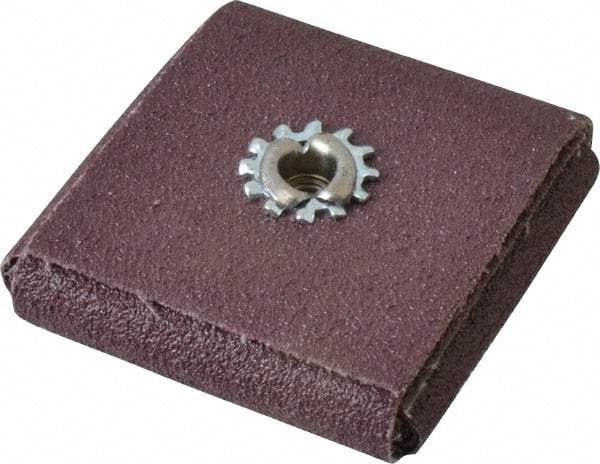 3M - 80 Grit, Medium Grade, Aluminum Oxide Square Pad - 2" Long x 2" Wide x 1/2" Thick, Cloth Backed, X Backing Weight, 12,000 Max RPM - Benchmark Tooling