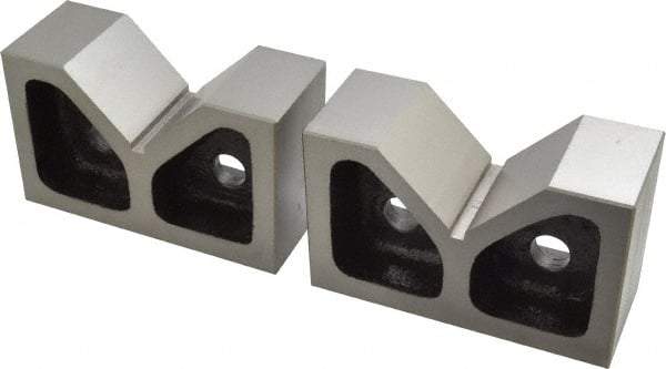 Value Collection - 2-7/16" Max Capacity, 90° Angle, Cast Iron V-Block - 5" Long x 2" Wide x 3-1/8" High, Sold as Matched Pair - Benchmark Tooling