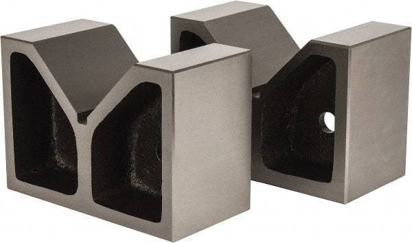 Value Collection - 4-1/2" Max Capacity, 90° Angle, Cast Iron V-Block - 8" Long x 4" Wide x 5-1/2" High, Sold as Matched Pair - Benchmark Tooling