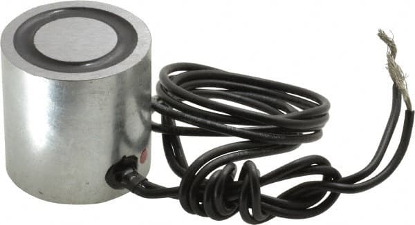 Mag-Mate - 1-1/2" Diam, 6.2 Watts, 80 Lb Max Magnetic Pull Electromagnet - 1/4-20 Thread, 24 DC Output Voltage - Benchmark Tooling