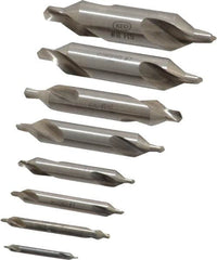 Keo - 8 Piece, #1 to 8, Plain Edge, High Speed Steel Combo Drill & Countersink Set - 60° Incl Angle - Benchmark Tooling