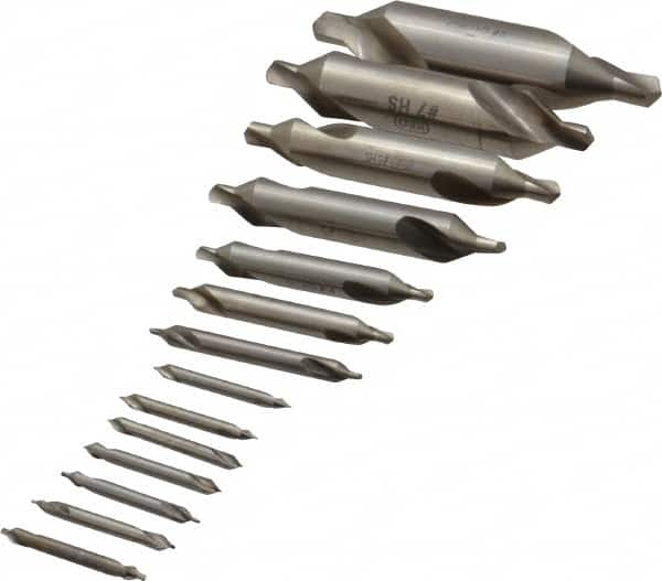 Keo - 14 Piece, #5/0 to 8, Plain Edge, High Speed Steel Combo Drill & Countersink Set - 60° Incl Angle - Benchmark Tooling