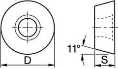 Kennametal - RPCW1204M0 Grade KC735M Carbide Milling Insert - TiN Finish, 3/16" Thick, 12mm Inscribed Circle - Benchmark Tooling