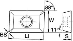 Kennametal - XPMT253 Grade KC725M Carbide Milling Insert - TiN/TiCN/TiN Finish, 3/16" Thick, 1/4" Inscribed Circle - Benchmark Tooling