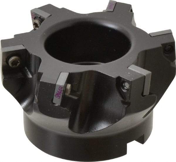 Kennametal - 6 Inserts, 3" Cut Diam, 1" Arbor Diam, 0.361" Max Depth of Cut, Indexable Square-Shoulder Face Mill - 0/90° Lead Angle, 1-3/4" High, SD.T 43.. Insert Compatibility, Series KSSM - Benchmark Tooling
