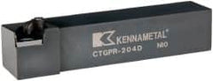 Kennametal - CTGP, Right Hand Cut, 0° Lead Angle, 1-1/4" Shank Height x 1-1/4" Shank Width, Positive Rake Indexable Turning Toolholder - 6" OAL, TP..42. Insert Compatibility, Series Kendex - Benchmark Tooling