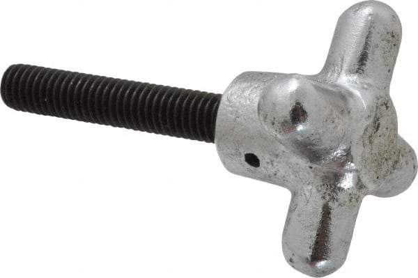 Strong Hand Tools - 2" Head Diam, 4 Point Spoked Knob - 3/8-16 Stem, Cast Iron - Benchmark Tooling