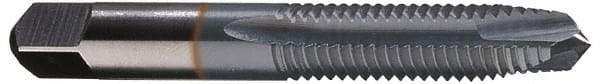 Cleveland - 3/8-16, 3 Flute, TiCN Finish, High Speed Steel Spiral Point Tap - Plug Chamfer, Right Hand Thread, 3/4" Thread Length, 2B Class of Fit, Series 1011TICN - Exact Industrial Supply