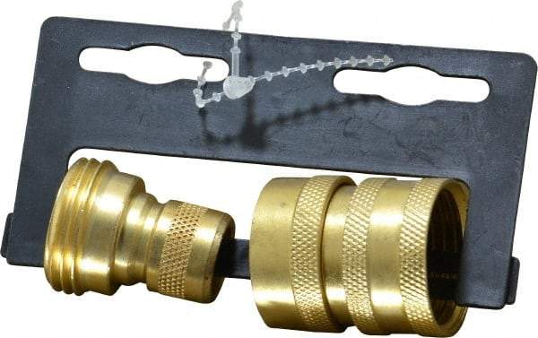 Nelson - 3/4-8 Garden Hose Coupler & Connector Set - Brass, Female & Male Connector - Benchmark Tooling