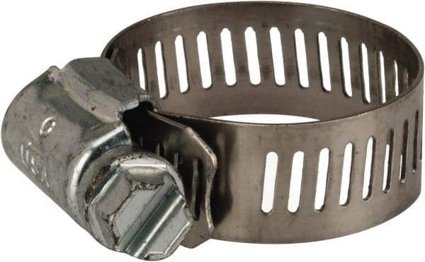 Parker - 1/2 to 1-1/4" Diam, Stainless Steel Worm Drive Clamp - Benchmark Tooling