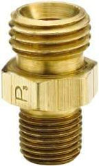 Parker - 3/8 Male Thread, Brass Industrial Pipe Ball-End Joint Adapter - MNPSM x MNPT, 150 psi - Benchmark Tooling