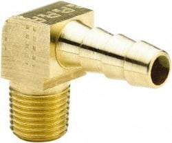 Parker - 1/8 NPTF Thread Hose Barb x Male NPT 90° Elbow - 3/8" ID Hose, Brass - Benchmark Tooling