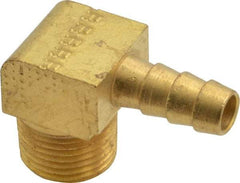 Parker - 3/8 NPTF Thread Hose Barb x Male NPT 90° Elbow - 5/16" ID Hose, Brass - Benchmark Tooling