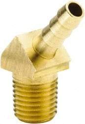 Parker - 1/4 NPTF Thread Hose Barb x Male NPT 45° Elbow - 1/4" ID Hose, Brass - Benchmark Tooling