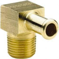 Parker - 3/8 NPT Thread Hose Barb x Male NPT 90° Elbow - 5/8" ID Hose, Brass - Benchmark Tooling