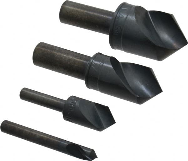 M.A. Ford - 4 Piece, 1/4 to 1" Head Diam, 90° Included Angle, Single End Countersink Set - Benchmark Tooling