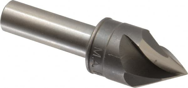 M.A. Ford - 7/8" Head Diam, 1/2" Shank Diam, 3 Flute 60° High Speed Steel Countersink - Bright Finish, 3" OAL, 0.26" Nose Diam, Single End, Straight Shank, Right Hand Cut - Benchmark Tooling