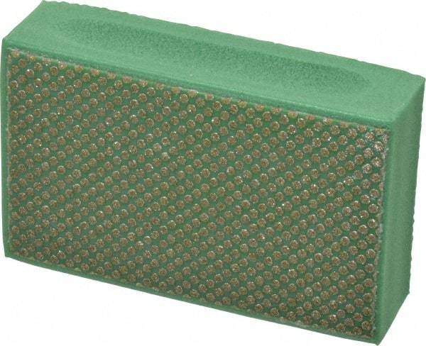 3M - Medium Grade, 250 Grit, Diamond Hand Pad - Green, 2-1/4" Wide x 3-3/4" Long, Coated - Benchmark Tooling