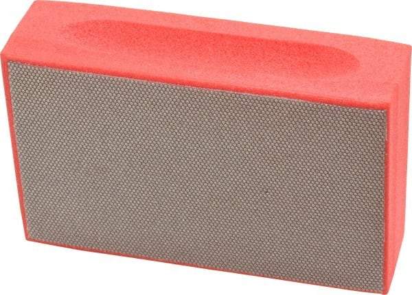 3M - Very Fine Grade, 74 Grit, Diamond Hand Pad - Red, 2-1/4" Wide x 3-3/4" Long, Coated - Benchmark Tooling