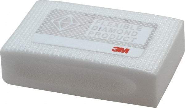 3M - Extra Fine Grade, 20 Grit, Diamond Hand Pad - White, 2-1/4" Wide x 3-3/4" Long, Coated - Benchmark Tooling