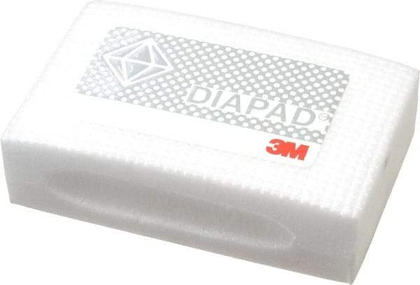 3M - Extra Fine Grade, 30 Grit, Diamond Hand Pad - White & Yellow, 2-1/4" Wide x 3-3/4" Long, Coated - Benchmark Tooling