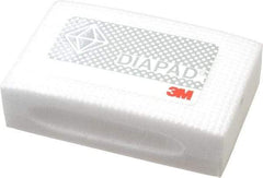 3M - Extra Fine Grade, 30 Grit, Diamond Hand Pad - White & Yellow, 2-1/4" Wide x 3-3/4" Long, Coated - Benchmark Tooling