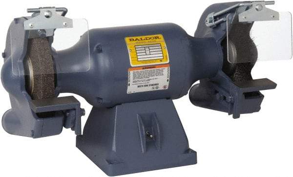 Baldor - 8" Wheel Diam x 1" Wheel Width, 3/4 hp Grinder/Buffer - 3/4" Arbor Hole Diam, 1 Phase, 3,600 Max RPM, 115/230 Volts - Benchmark Tooling