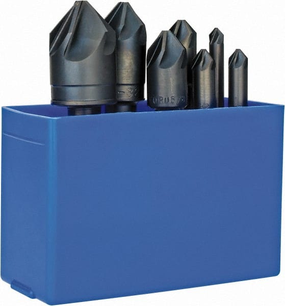 M.A. Ford - 7 Piece, 1/4 to 1" Head Diam, 82° Included Angle, Single End Countersink Set - Benchmark Tooling