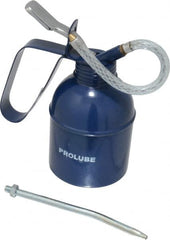 PRO-LUBE - 300 mL Capcity, 6" Long Flexible Spout, Lever-Type Oiler - Brass Pump, Steel Body, Powder Coated - Benchmark Tooling