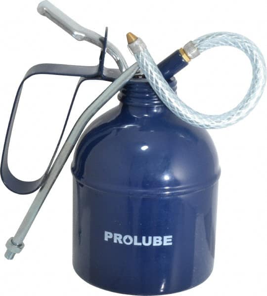 PRO-LUBE - 500 mL Capcity, 7" Long Flexible Spout, Lever-Type Oiler - Brass Pump, Steel Body, Powder Coated - Benchmark Tooling