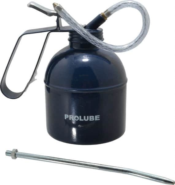 PRO-LUBE - 1,000 mL Capcity, 8" Long Flexible Spout, Lever-Type Oiler - Brass Pump, Steel Body, Powder Coated - Benchmark Tooling