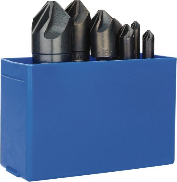 M.A. Ford - 7 Piece, 1/4 to 1" Head Diam, 90° Included Angle, Single End Countersink Set - Benchmark Tooling