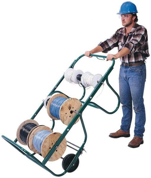 Greenlee - 750 Lb Capacity, 27" Wide x 54-1/2" Long x 26-1/2" High Wire Cart - 5 Slot, 6 Spool, Steel - Benchmark Tooling
