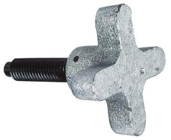 Morton Machine Works - M8x1.25 Lobed Shoulder Dog Point Tip Grade C-12L14 Steel Thumb Screw - 66.5mm OAL, 38mm Head Diam x 22mm Head Height, Black Oxide Finish - Benchmark Tooling