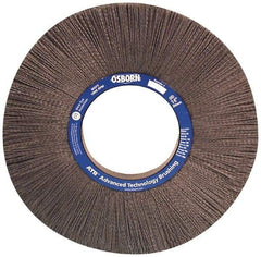 Osborn - 12" OD, 4-1/4" Arbor Hole, Crimped Nylon Wheel Brush - 1" Face Width, 3" Trim Length, 0.022" Filament Diam, 1,800 RPM - Benchmark Tooling