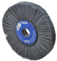 Osborn - 8" OD, 1-1/4" Arbor Hole, Crimped Nylon Wheel Brush - 1" Face Width, 2-1/4" Trim Length, 0.022" Filament Diam, 3,600 RPM - Benchmark Tooling