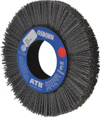 Osborn - 6" OD, 2" Arbor Hole, Crimped Nylon Wheel Brush - 1" Face Width, 1-1/4" Trim Length, 0.04" Filament Diam, 3,600 RPM - Benchmark Tooling