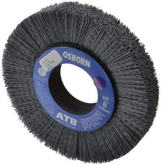 Osborn - 6" OD, 2" Arbor Hole, Crimped Nylon Wheel Brush - 1" Face Width, 1-1/4" Trim Length, 0.022" Filament Diam, 3,600 RPM - Benchmark Tooling