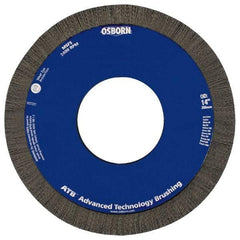 Osborn - 8" OD, 2" Arbor Hole, Crimped Nylon Wheel Brush - 1" Face Width, 1-1/4" Trim Length, 0.028" Filament Diam, 3,600 RPM - Benchmark Tooling