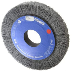 Osborn - 8" OD, 2" Arbor Hole, Crimped Nylon Wheel Brush - 1" Face Width, 1-1/4" Trim Length, 0.04" Filament Diam, 3,600 RPM - Benchmark Tooling