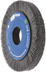 Osborn - 8" OD, 2" Arbor Hole, Crimped Nylon Wheel Brush - 1" Face Width, 1-1/4" Trim Length, 0.035" Filament Diam, 3,600 RPM - Benchmark Tooling