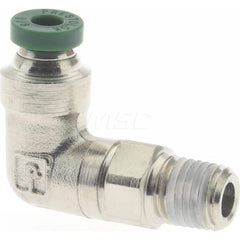 Push-to-Connect x MNPT & Tube to Male NPT Tube Fitting: Male Elbow, 1/16″ Thread, 1/8″ OD Nickel-Plated Brass, 300 psi